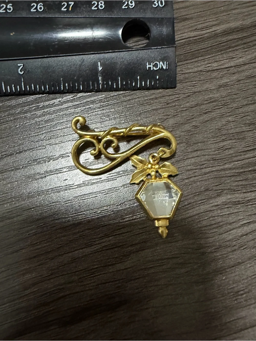 Vintage Gold-Tone Holiday Crystal Drop Brooch - Clear Crystal